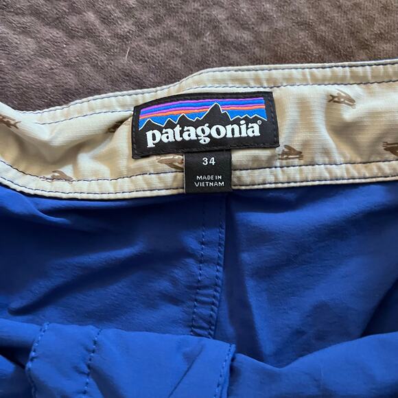 Patagonia Swim Trunks Board Shorts Mens Size L Blue Stone Nylon Activewear - Picture 3 of 5
